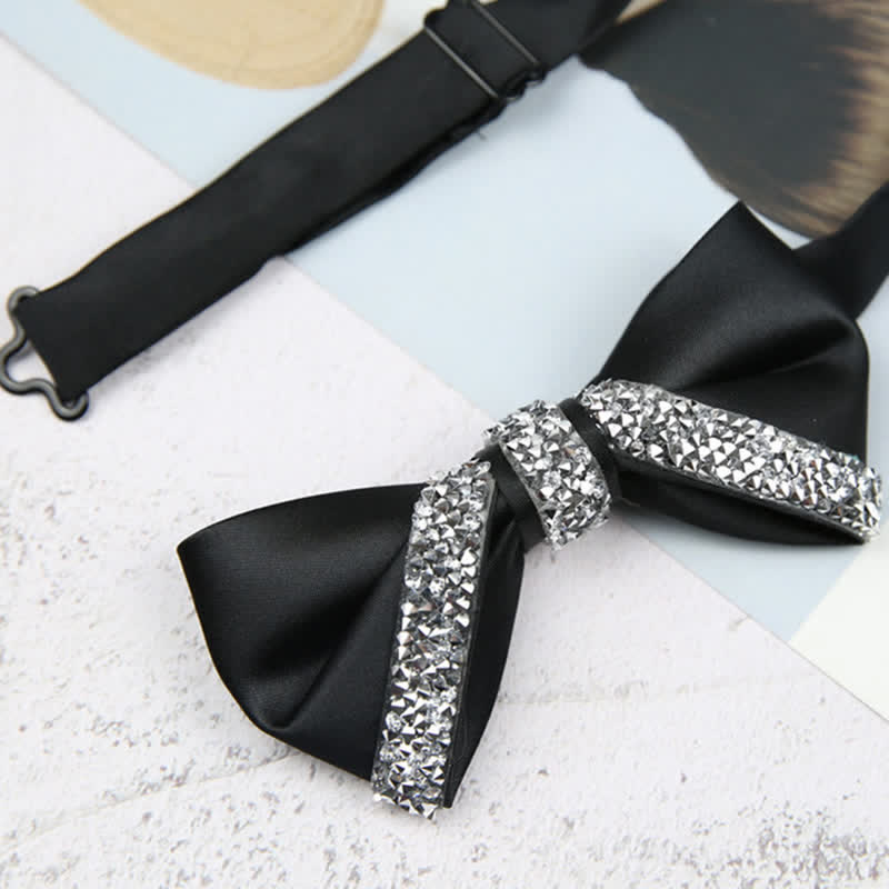 Pajarita de boda con brillantes diamantes de imitación para hombre