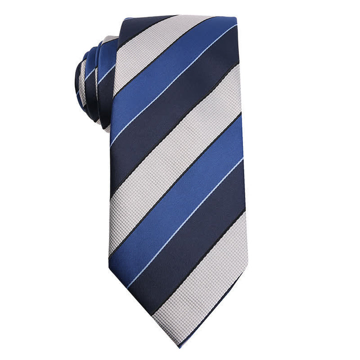 Corbata elegante de rayas para hombre - Azul y blanco - image 4