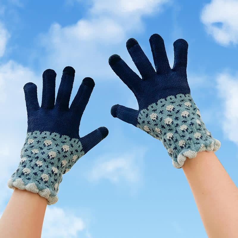 Guantes tejidos con dedos completos para jardinería y pantallas táctiles para mujer