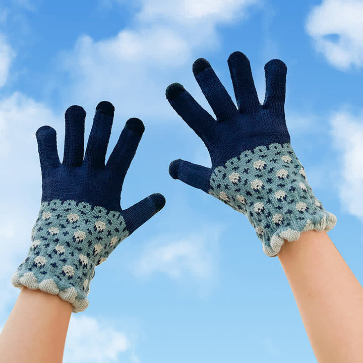 Guantes tejidos con dedos completos para jardinería y pantallas táctiles para mujer
