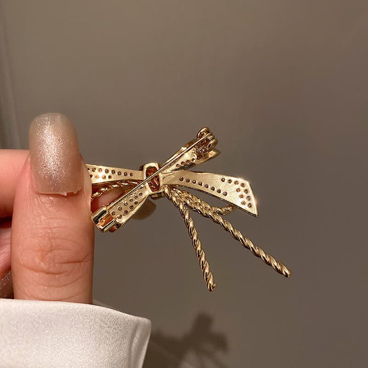 Broche de circonitas con lazo para mujer