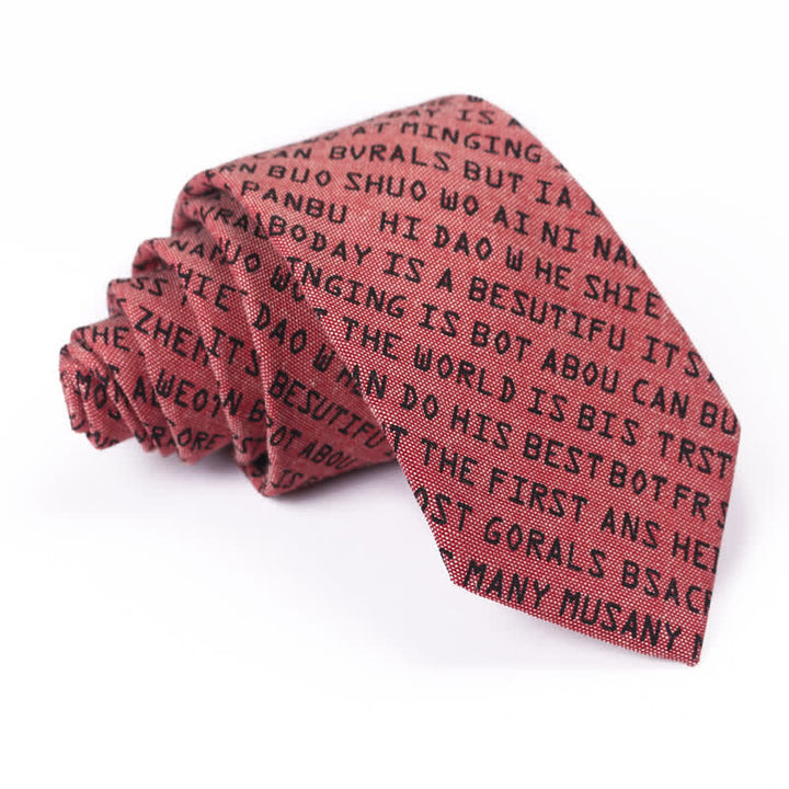 Corbata informal creativa con letras en inglés para hombre
