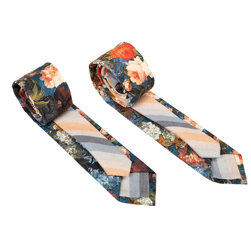Corbata de hombre con diseño de patchwork floral y cuadros escoceses