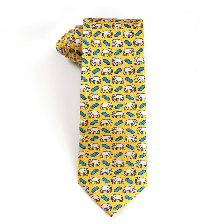 Corbata de seda pura con motivos de animales bailando para hombre