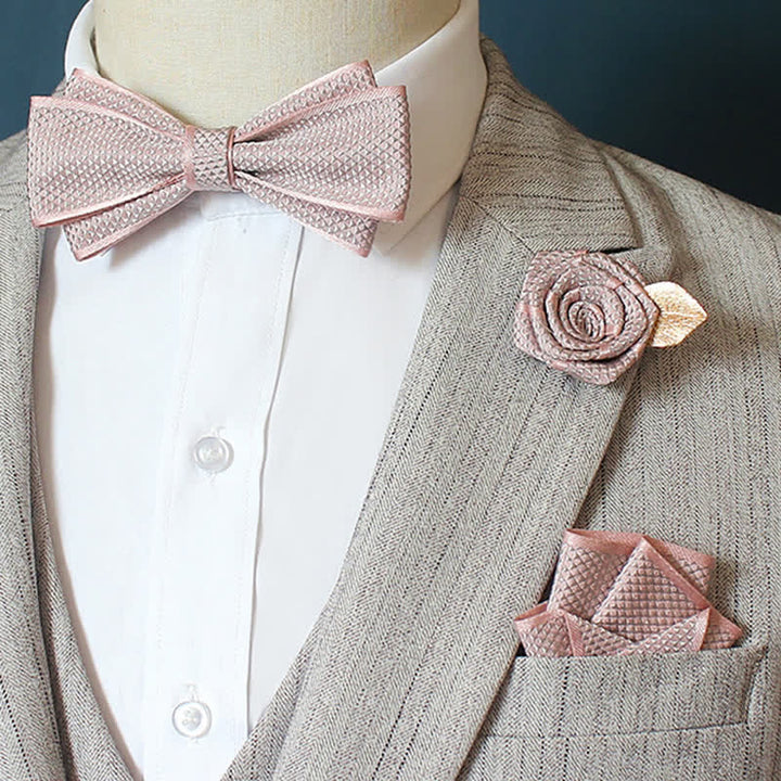 Conjunto de 3 pajaritas para novios de boda con cuadros micro para hombre