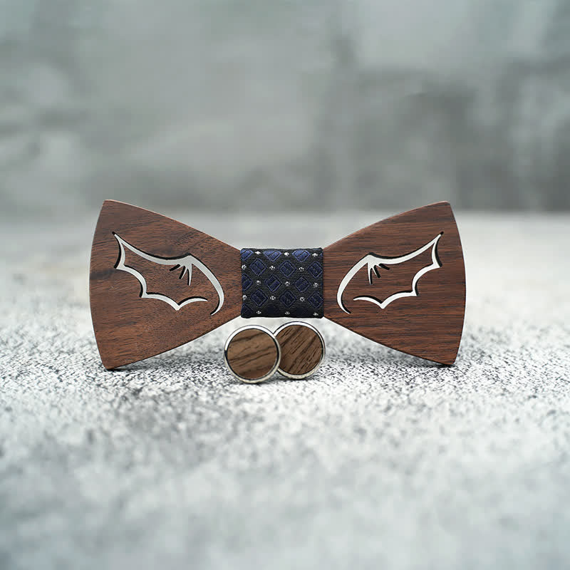 Juego de 3 pajaritas de madera con alas de demonio para hombre