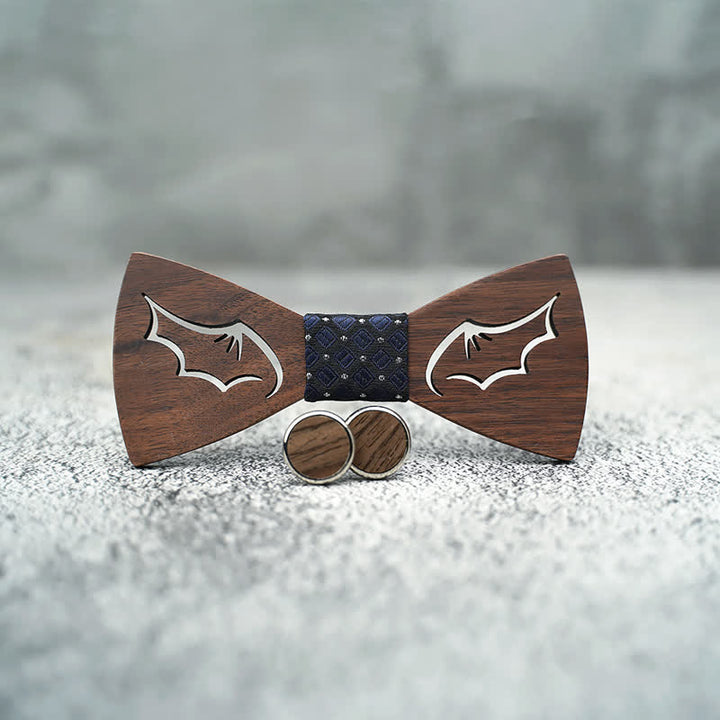 Juego de 3 pajaritas de madera con alas de demonio para hombre