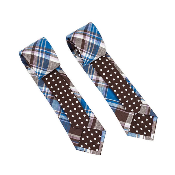 Corbata de hombre con diseño de patchwork floral y cuadros escoceses