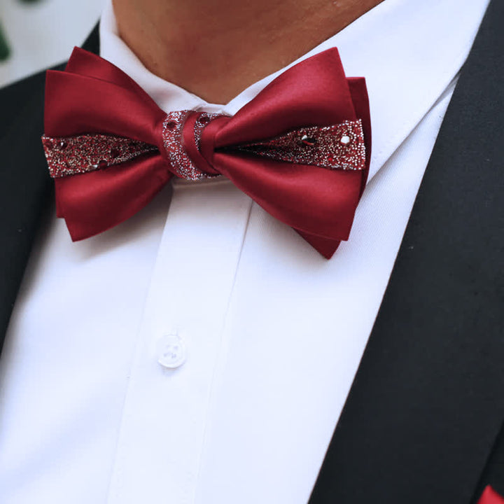 Pañuelo de bolsillo con lazo y diamantes de imitación en color rojo para hombre