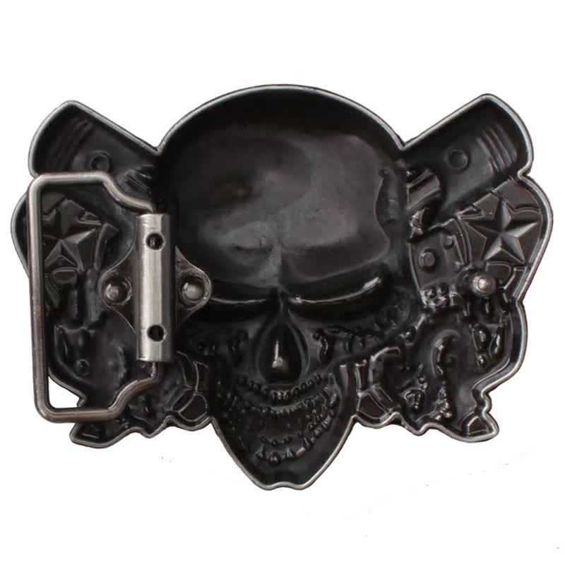 Cinturón de cuero con diseño de calavera, demonio y payaso estilo punk para hombre