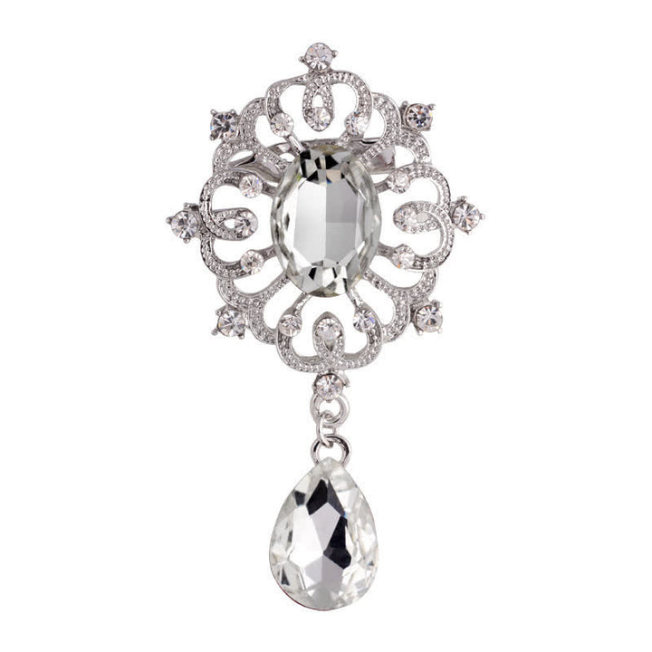 Broche antiguo adornado con forma de gota de agua para mujer