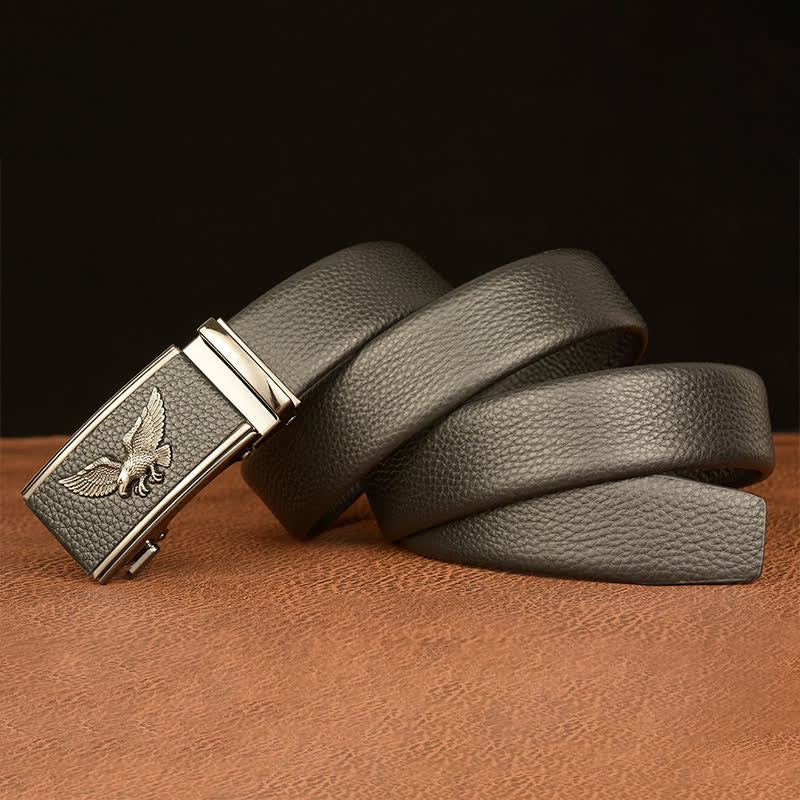 Cinturón de cuero con hebilla automática para hombre, estilo ejecutivo, con águila y halcón