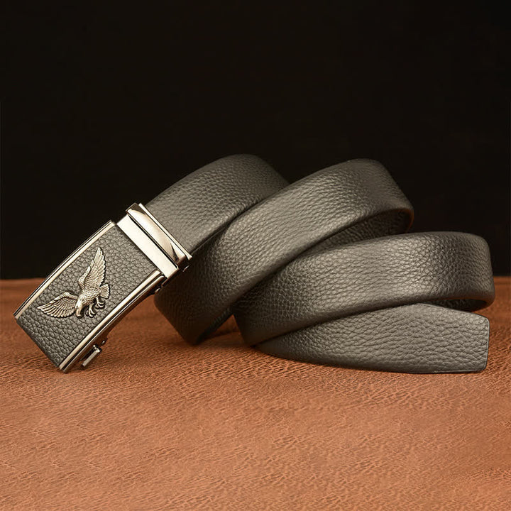 Cinturón de cuero con hebilla automática para hombre, estilo ejecutivo, con águila y halcón