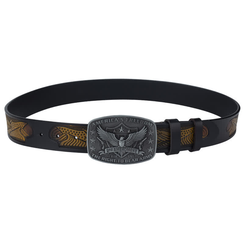 Cinturón de cuero retro con águila americana y libertad para hombre