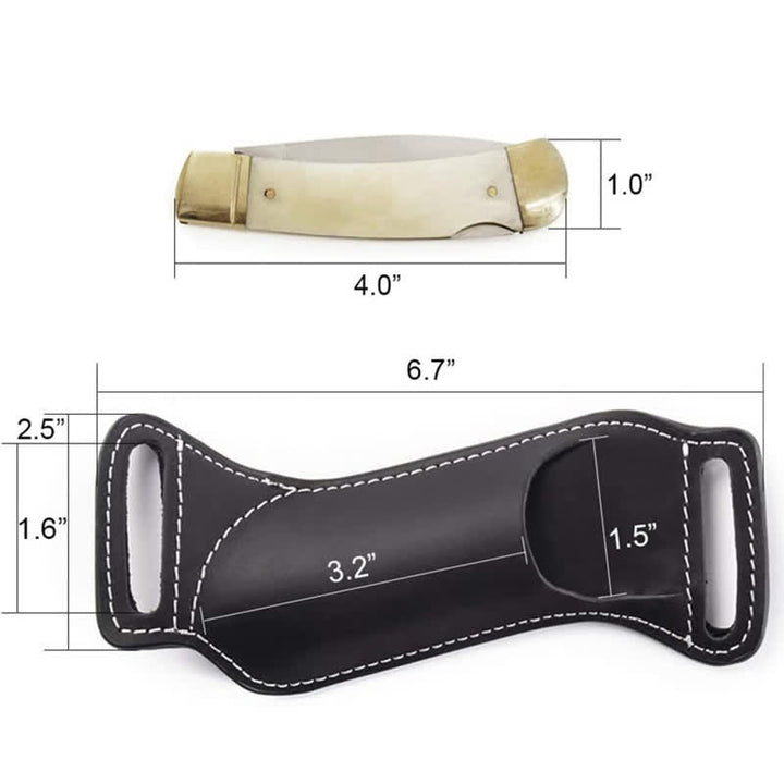 Funda de cuero para cinturón con funda para cuchillos plegable Curve