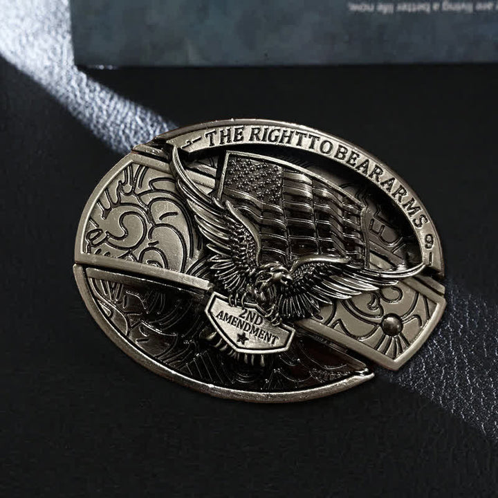 Cinturón de cuero con cuchillo plegable oculto con bandera de EE. UU. y águila para hombre
