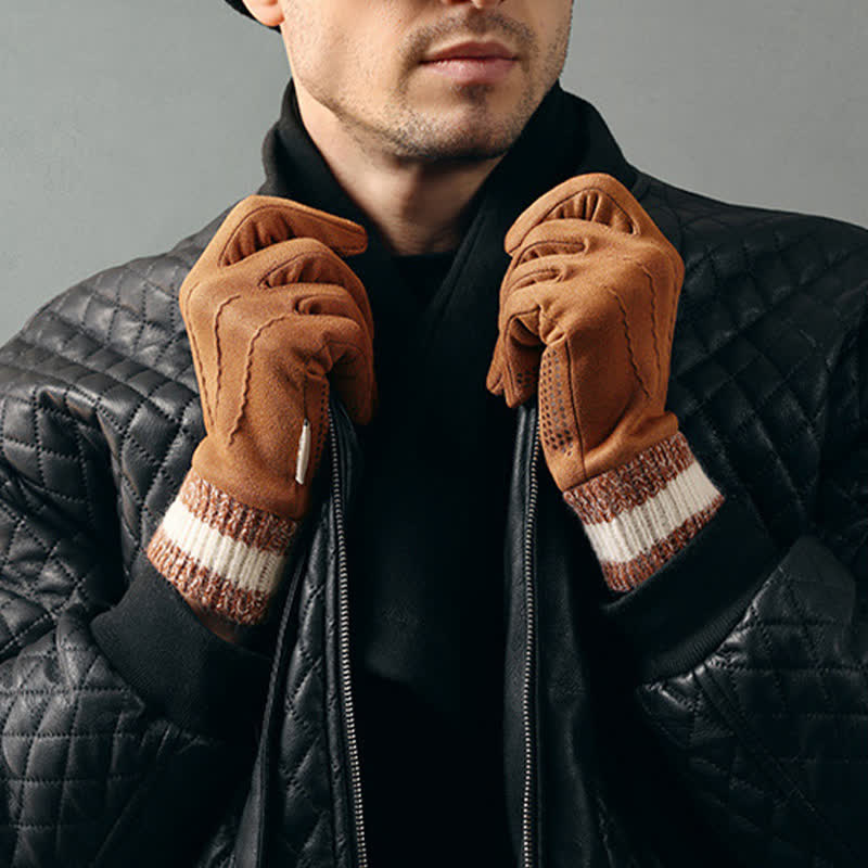 Guantes unisex de gamuza polar antideslizantes con dedos divididos