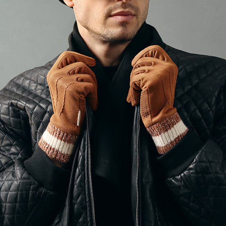 Guantes unisex de gamuza polar antideslizantes con dedos divididos