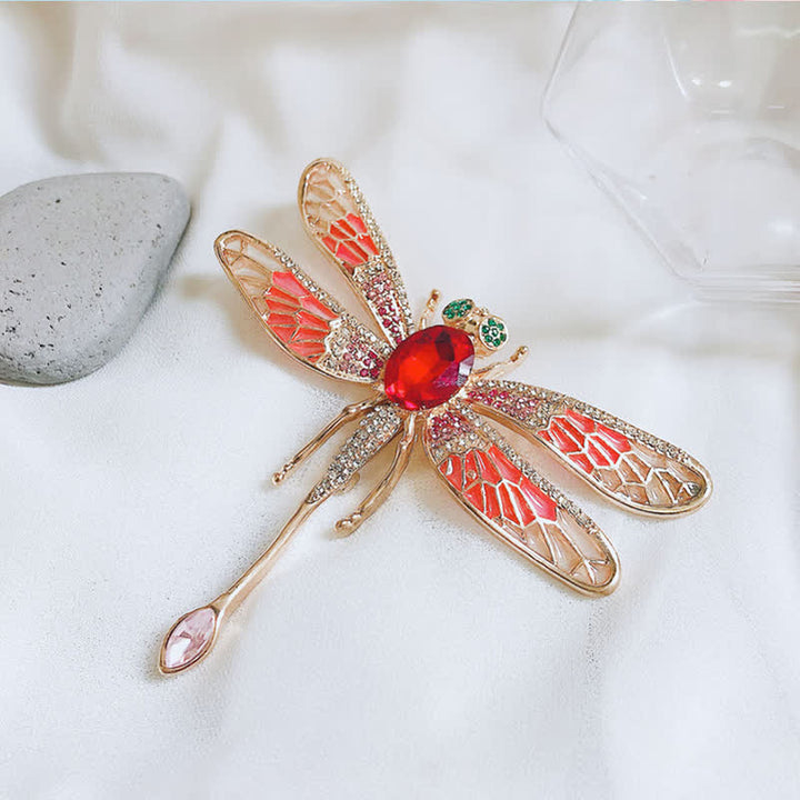 Broche de diamantes de imitación con forma de libélula de lujo para mujer