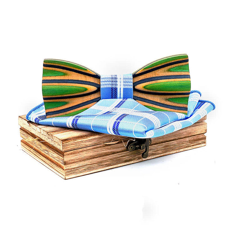 Juego de 2 pajaritas de madera con grabado láser deslumbrante para hombre