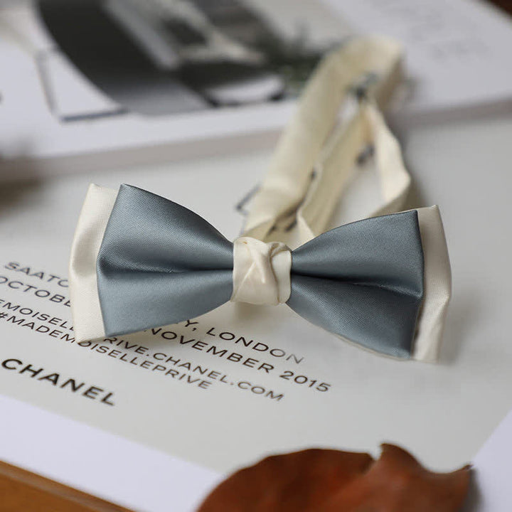 Pajarita de doble capa en color macarrón y blanco para hombre