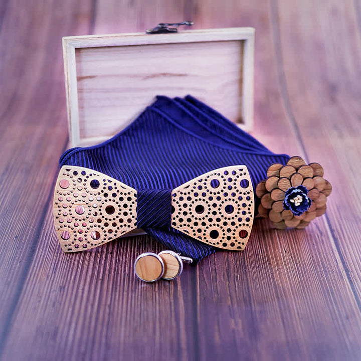 Juego de 4 pajaritas de madera huecas y redondas para hombre.