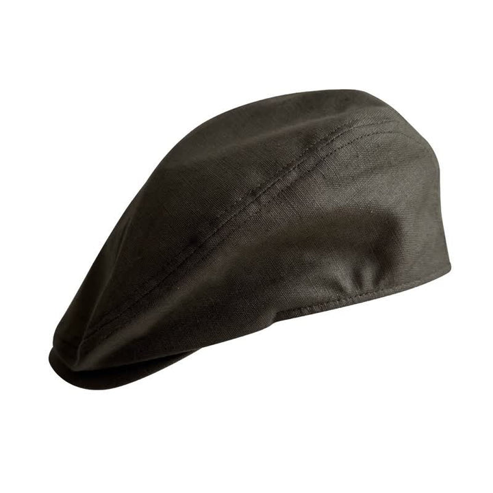 Boina plana de lino transpirable de color verde militar