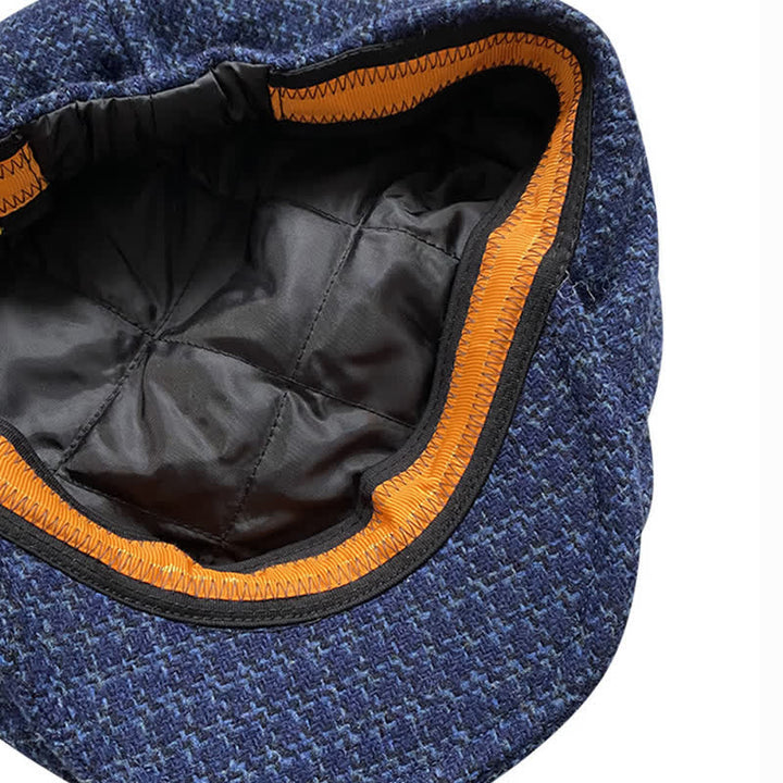 Boina de cuadros azul marino para otoño e invierno