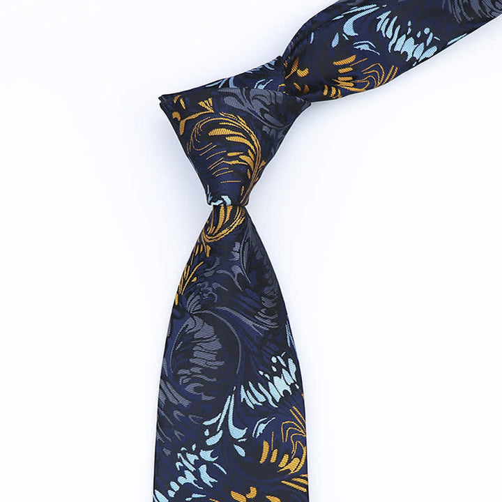 Corbata de flores con rayas de cachemira para hombre