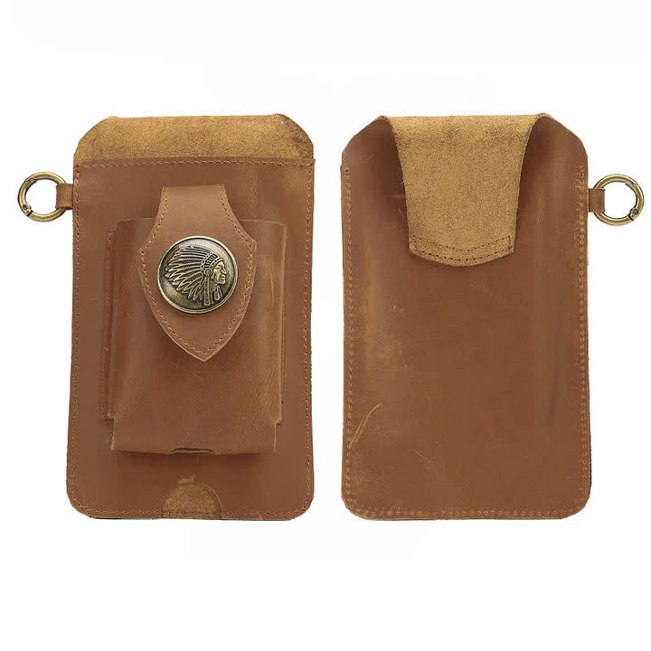 Funda para teléfono con botón magnético y correa de cuero Crazy Horse