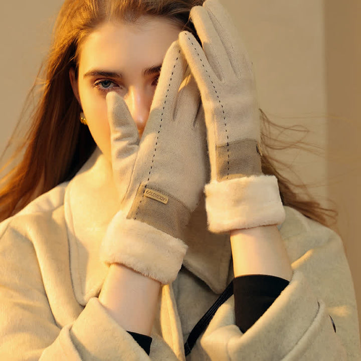 Guantes de felpa suaves y acogedores para pantalla táctil para mujer.