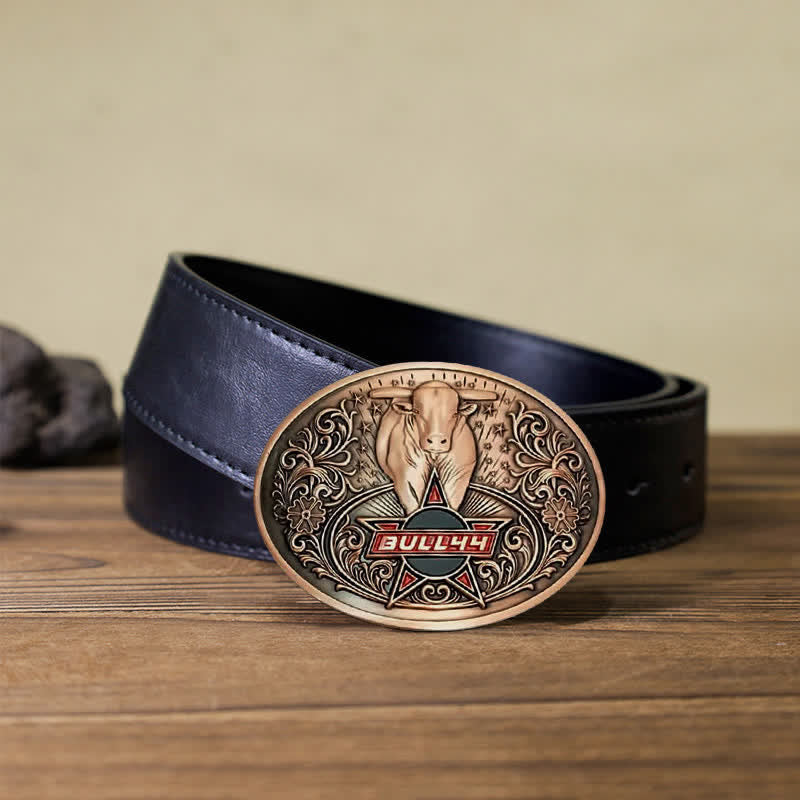 Cinturón de cuero con hebilla para hombre, con portacervezas creativo, hecho a mano, con forma de toro furioso