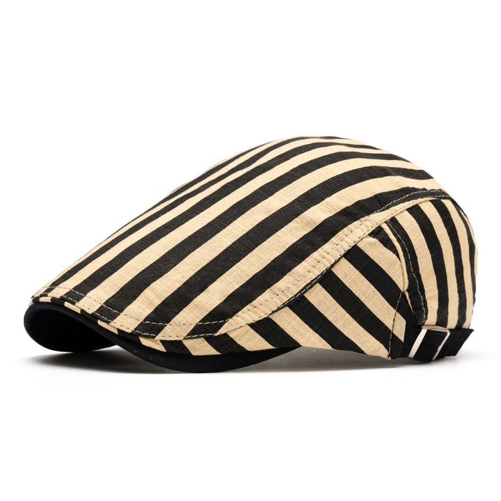 Boina de algodón puro a rayas y cuadros de moda para primavera y verano - Raya de camello - Ajustable (22"-24") - image 18