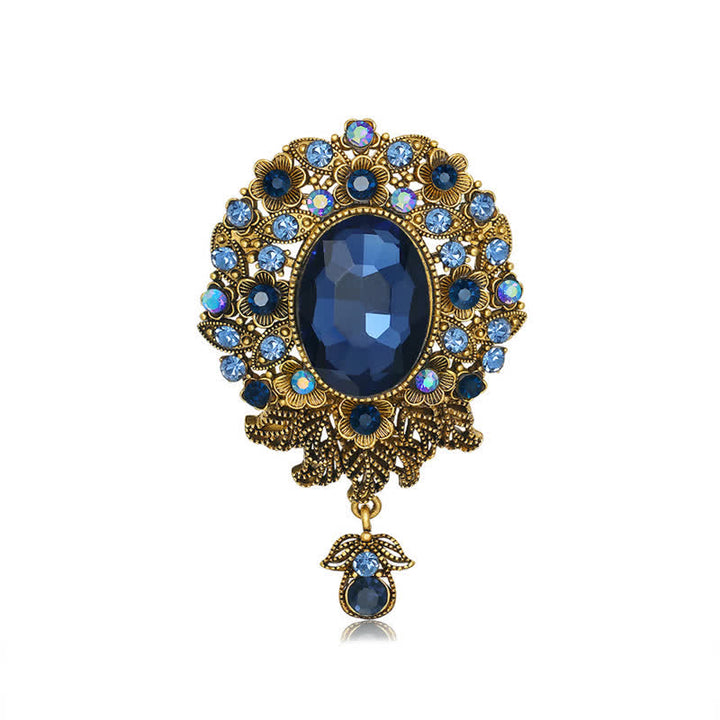 Broche de gota de agua de cristal redondo de Boheimia para mujer
