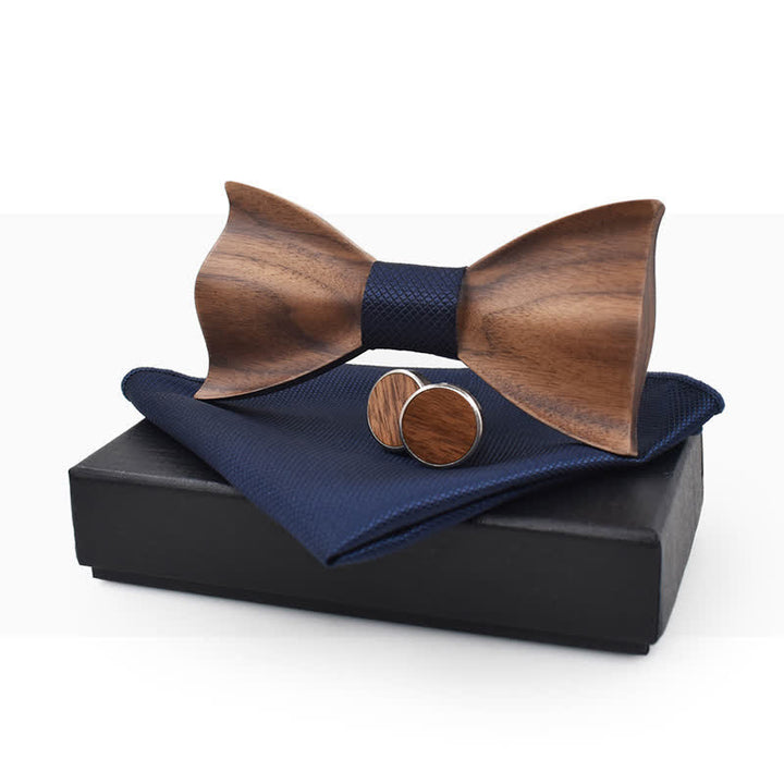 Juego de 3 pajaritas de madera a cuadros pequeños para hombre