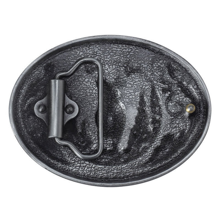 Cinturón de cuero con hebilla de bandera estadounidense para hombre, hecho a mano, con diseño de ciervos