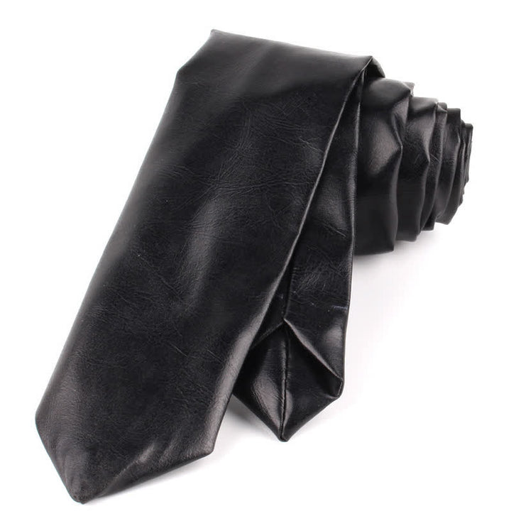 Corbata informal estrecha de cuero sintético para hombre