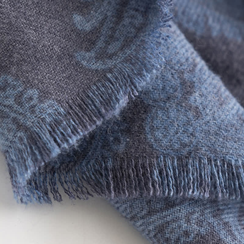 Bufanda corta con borlas y estampado de cachemira para mujer para otoño e invierno
