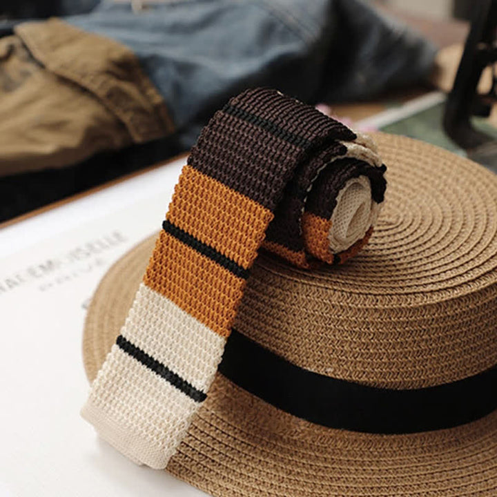 Corbata de punto con rayas horizontales de otoño para hombre