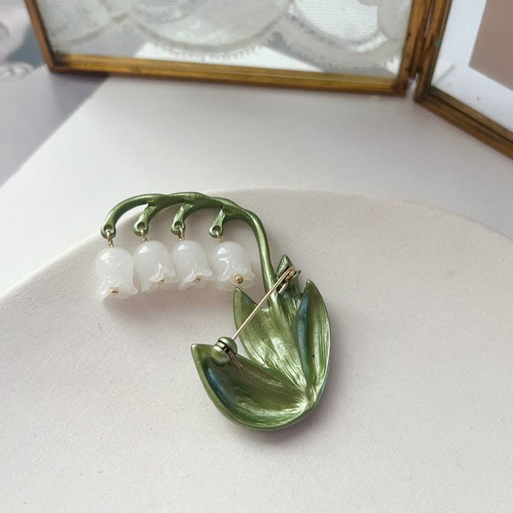Broche de lirio de los valles blanco puro para mujer