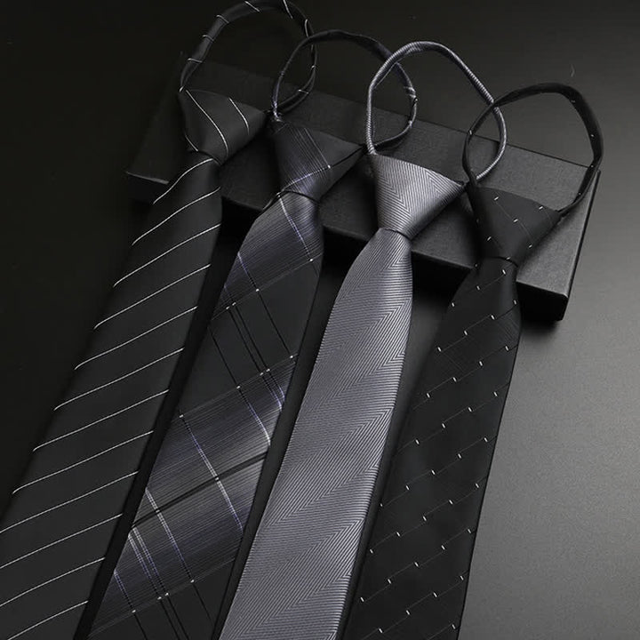Corbata clásica con cremallera negra y gris para hombre