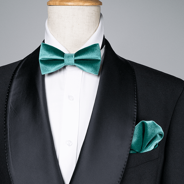Pajarita de terciopelo de color verde azulado liso para hombre
