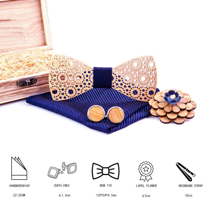 Juego de 4 pajaritas de madera huecas y redondas para hombre.
