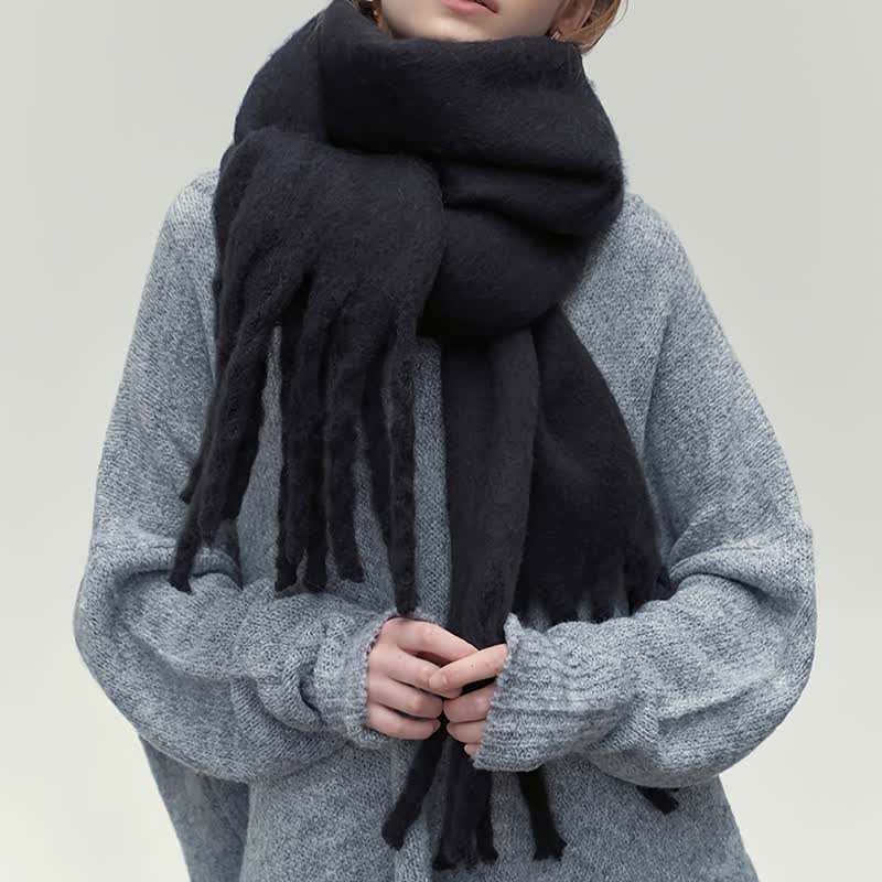Bufanda gruesa y suave de color sólido para mujer
