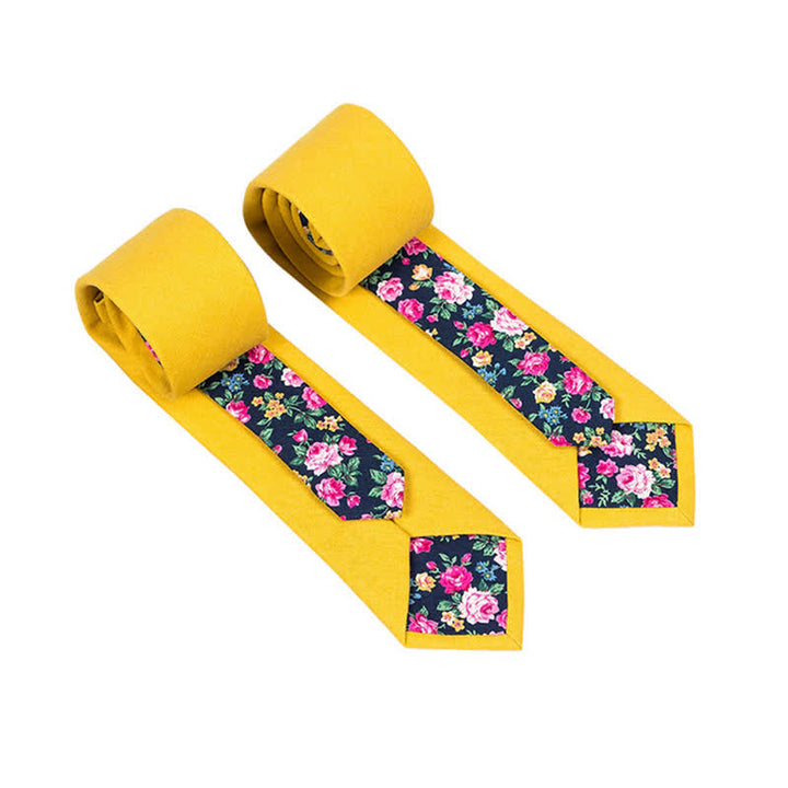 Corbata de hombre con diseño de patchwork floral y cuadros escoceses
