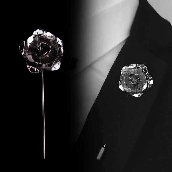 Broche de metal con forma de rosa para hombre