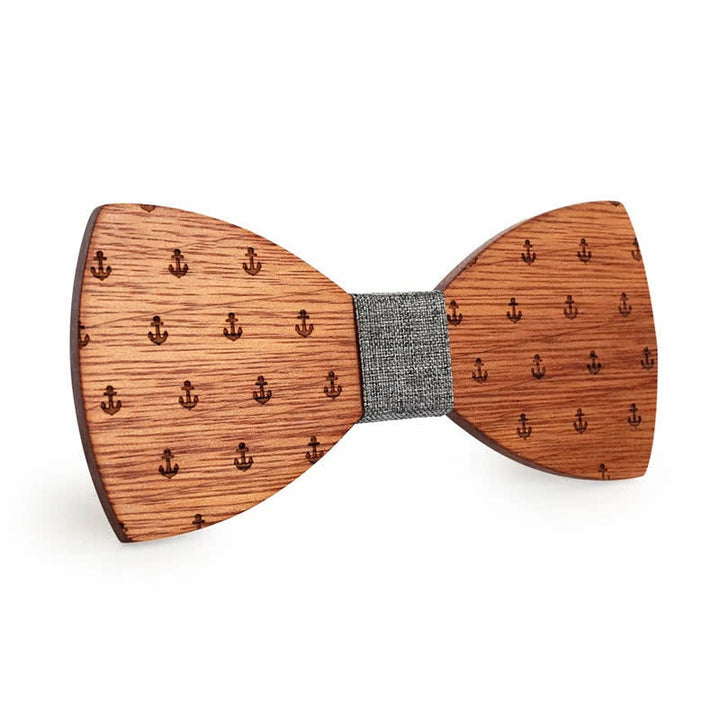 Pajarita de madera con ancla de barco náutico para hombre
