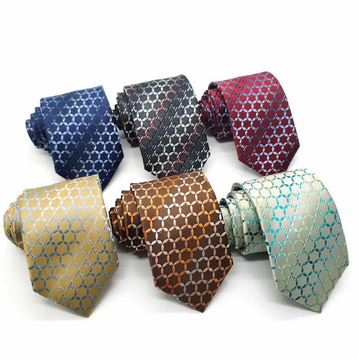Corbata de seda pura con rayas hexagonales graduadas para hombre