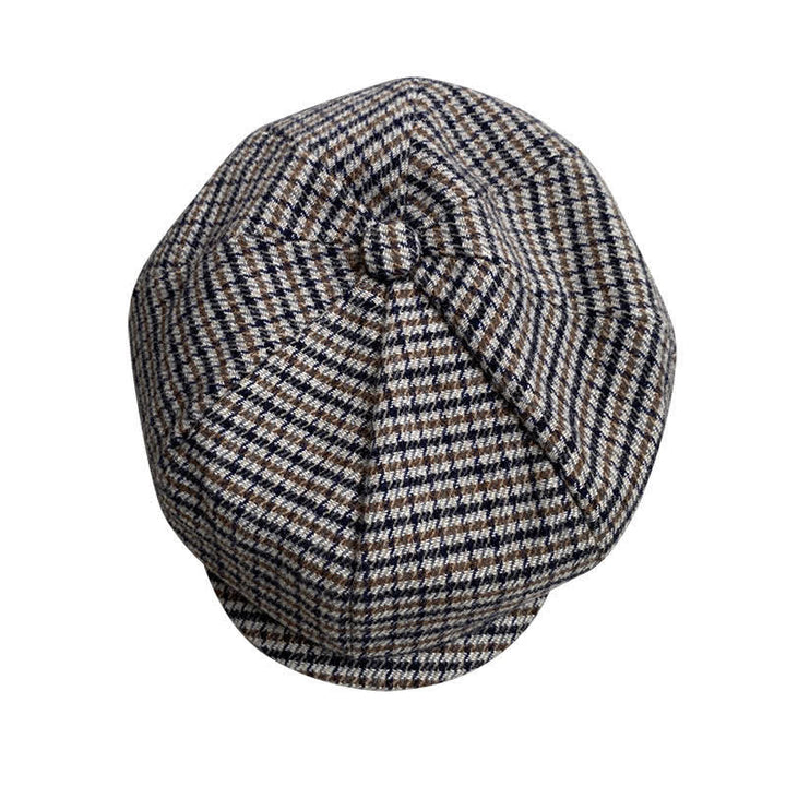Gorra tipo boina de repartidor de periódicos con cuadros de pata de gallo