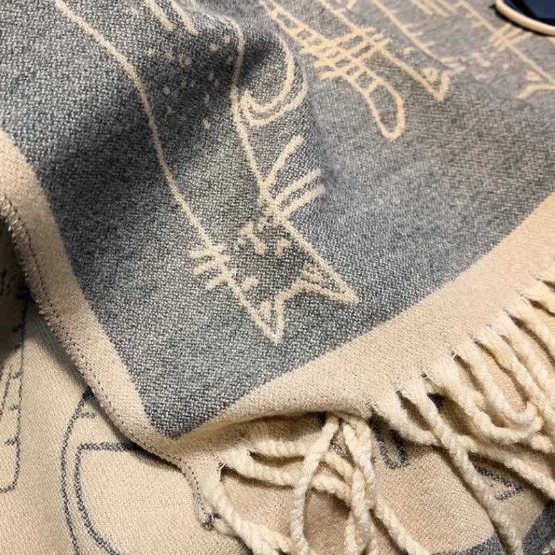 Bufanda tipo chal de doble cara con estampado de gato para mujer